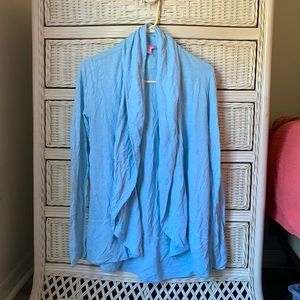 Lilly Pulitzer Open Front Wrap Cardigan Womens Medium Lightweight Baby Blue M